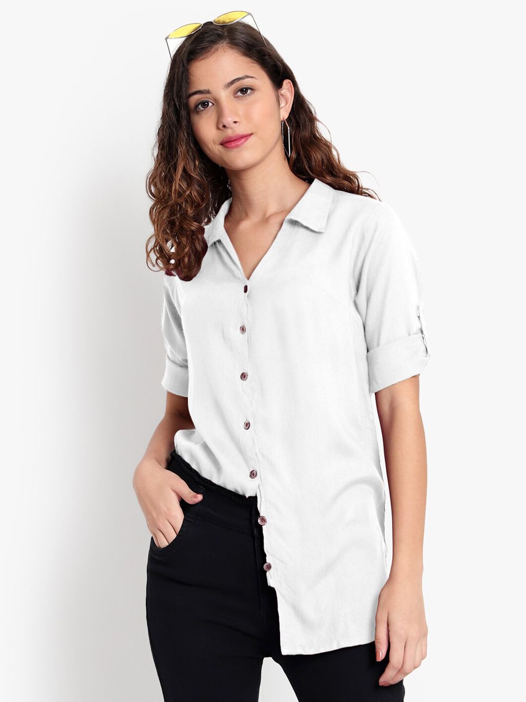 White Longline Plus Size Shirt — view 8