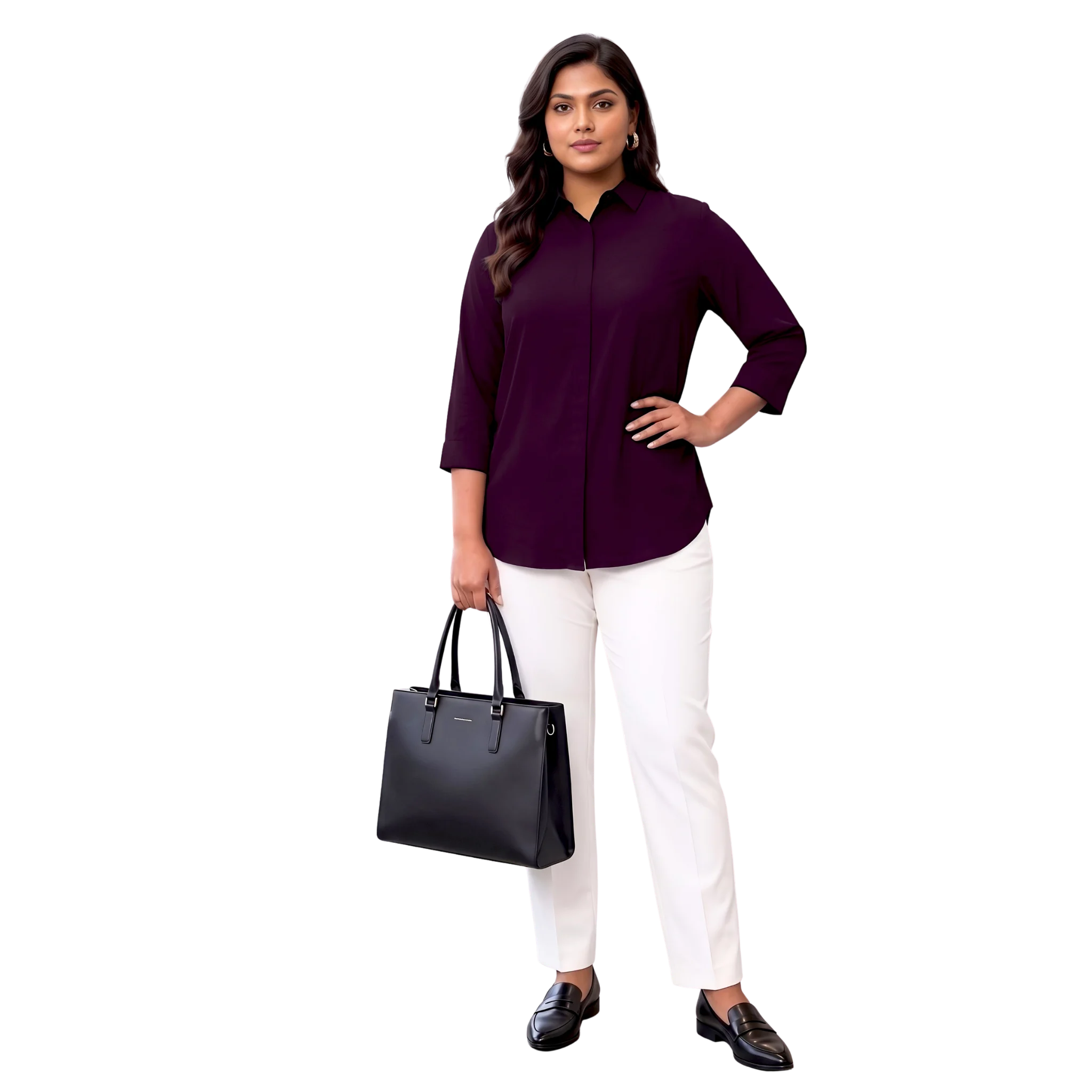 Burgundy Rayon Concealed Plus Size Tunic