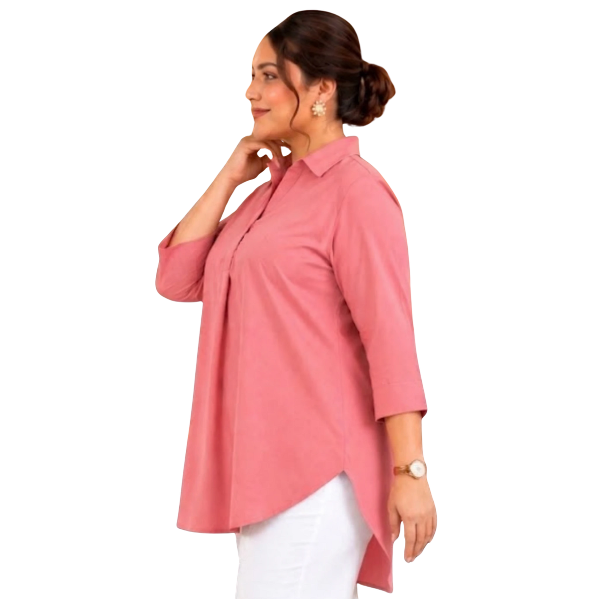 Pink Rayon Centrepleat Longline Tunic