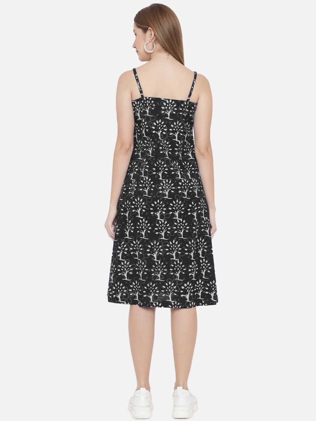 Black A-Line Hand Block Dress — view 12