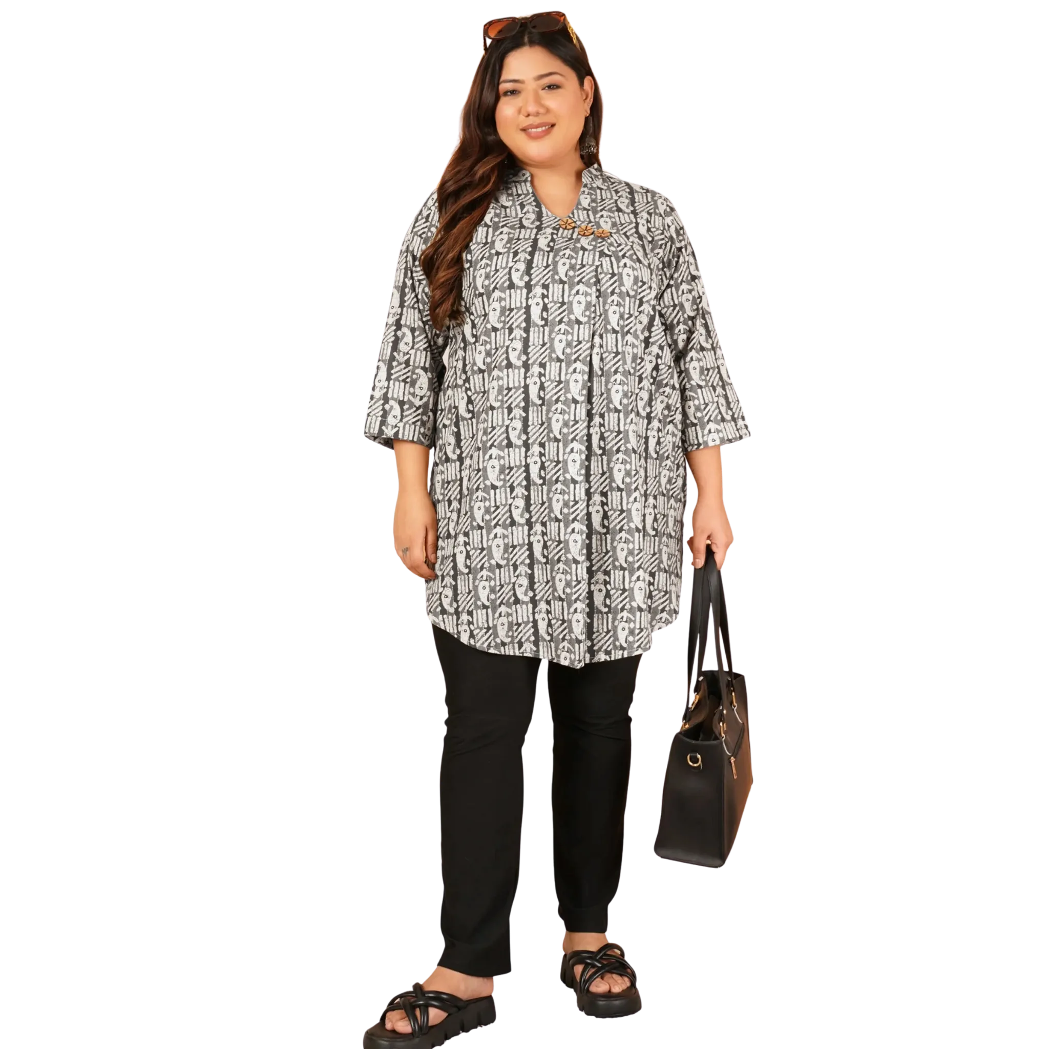 Black Paisley Print Long Tunic