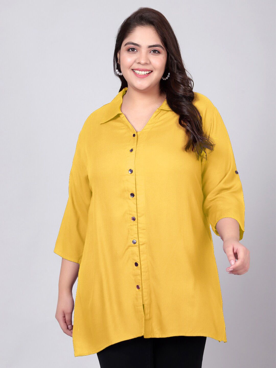 Yellow Longline Plus Size Shirt — view 1