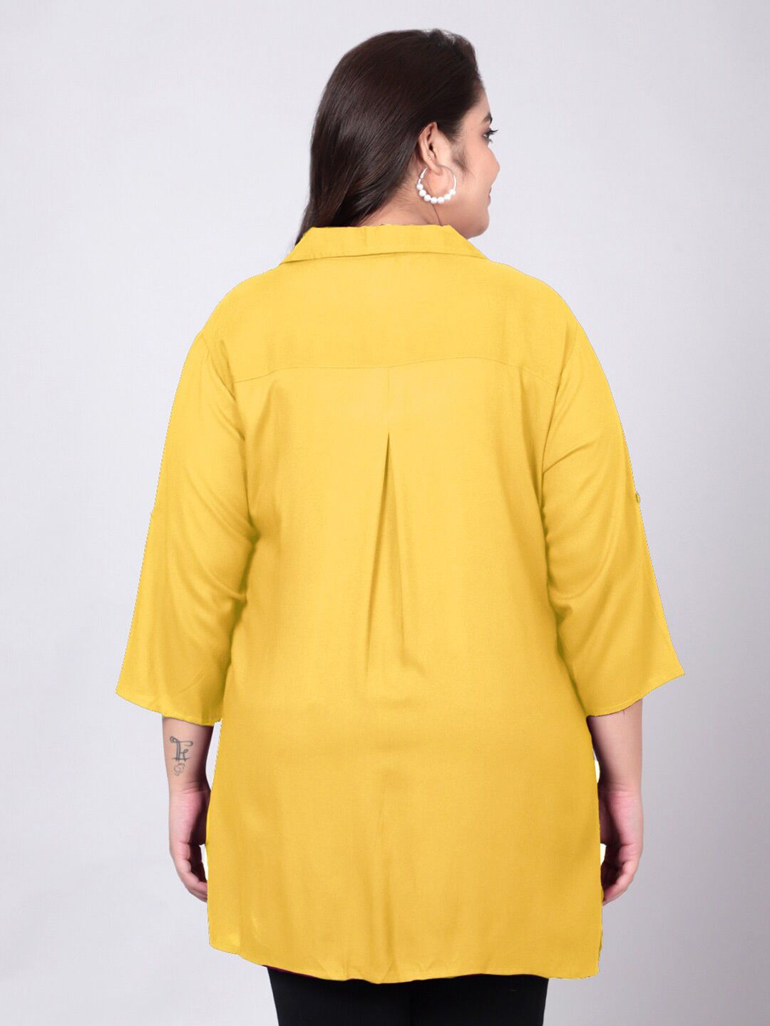 Yellow Longline Plus Size Shirt — view 5