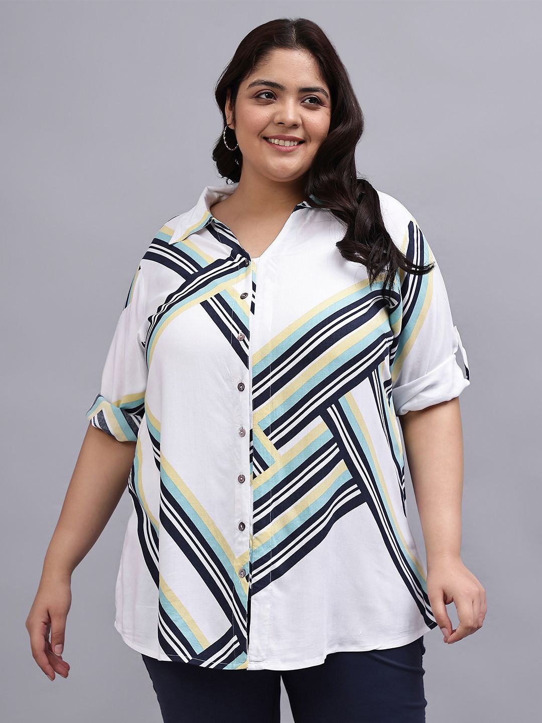 Yellow Stripe Longline Shirt — view 1