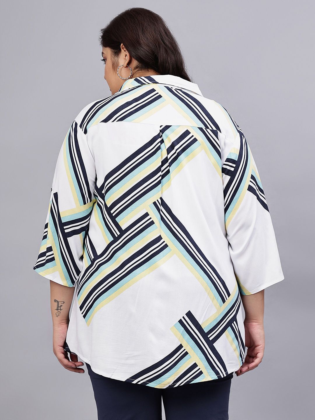 Yellow Stripe Longline Shirt — view 5