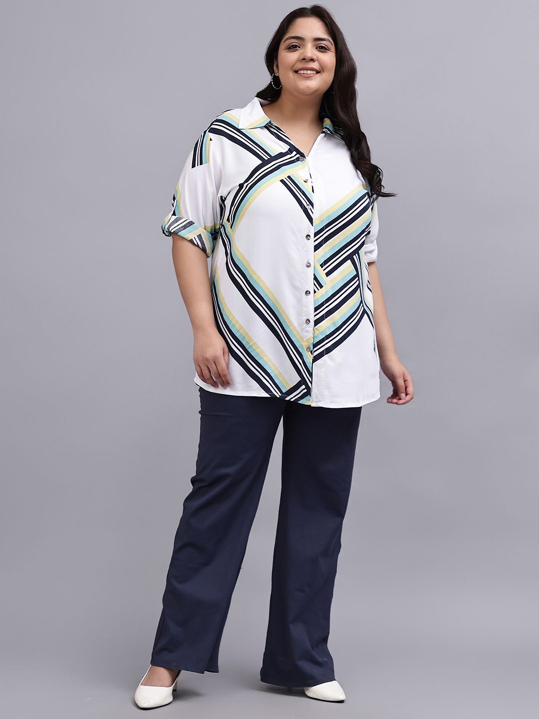 Yellow Stripe Longline Shirt — view 7