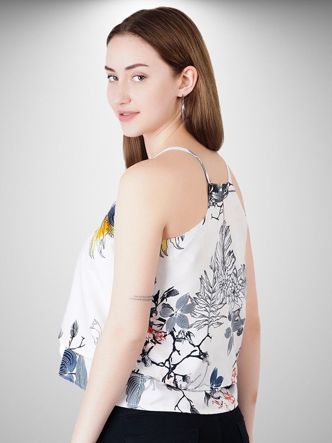Pink Floral Strap Top — view 8