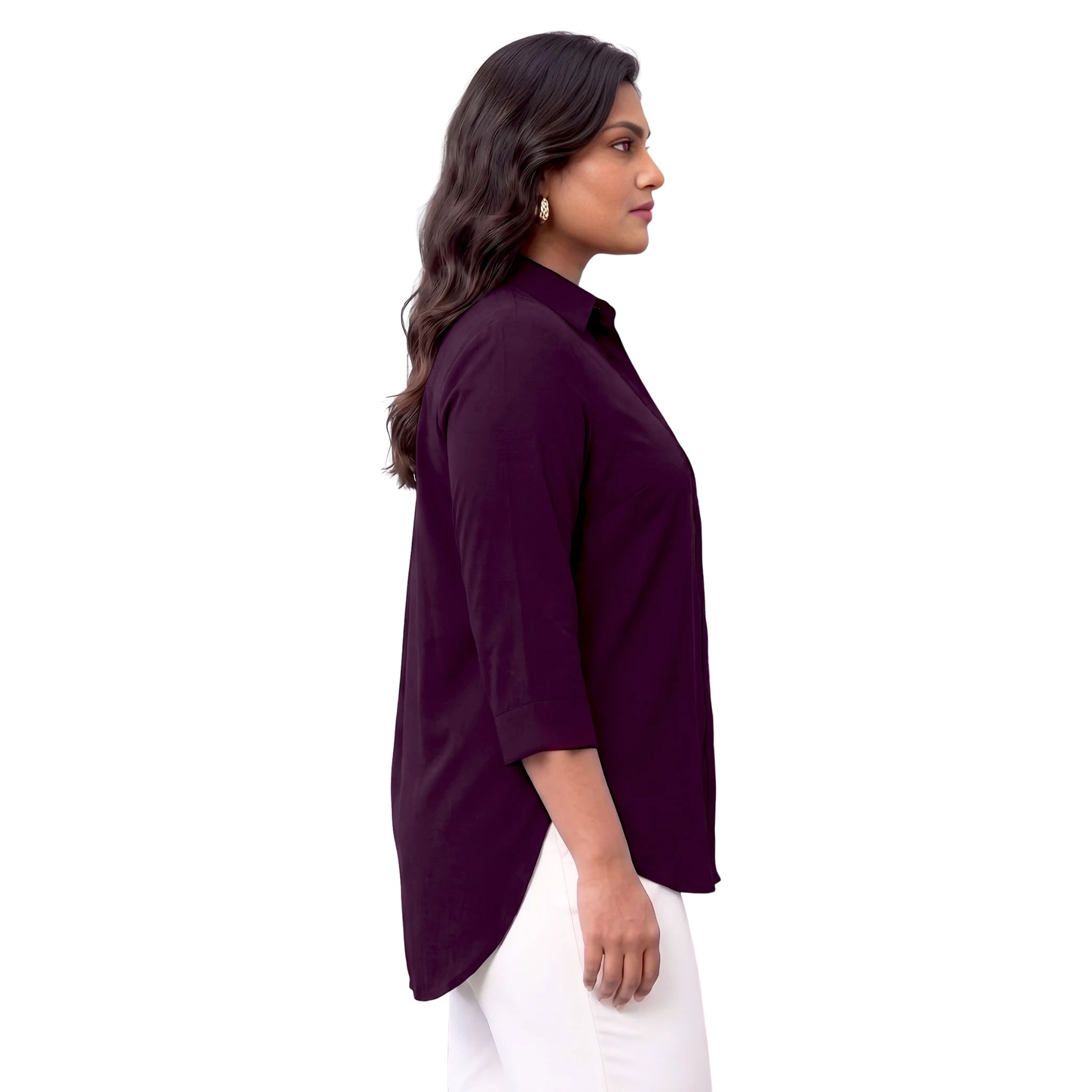 Burgundy Rayon Concealed Plus Size Tunic