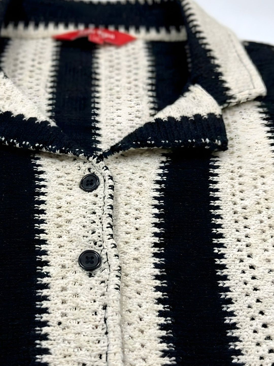 Black And White Stripe Crochet Shirt — view 6